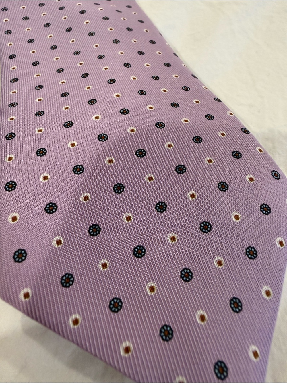 E. Marinella Lavender Polka Dot Silk Tie View 2